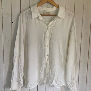En Creme White Casual Button Down Shirt